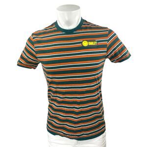Outfitters Multicolor Striped Smiley Crew Neck Short Sleeve Tee T-Shirt Top Sz M